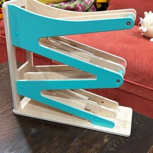 Lovevery Wooden Toy Car Ramp with Teal Accents